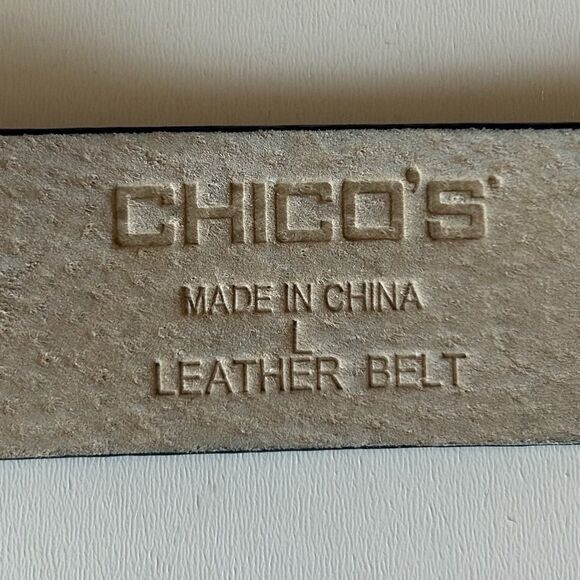 Chicos Blue Suede Leather Belt Womens Sz L (37-41) Gemstone Buckle Boho Festival - Picture 9 of 15